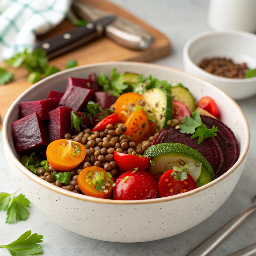 Roasted Beet and Lentil Salad with Goat Cheese Beet and Lentil Salad