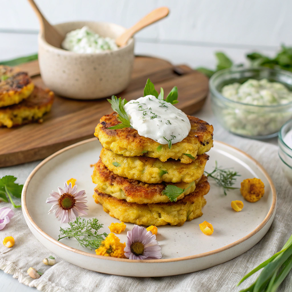 Caramelized Leek and Sweet Corn Fritters