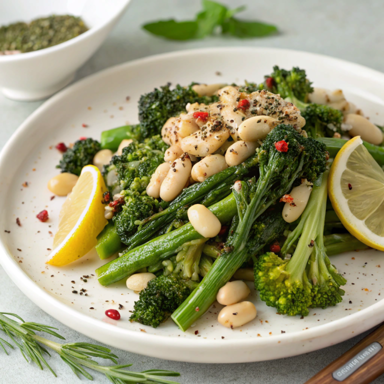 Charred Broccolini and White Bean Salad with Lemon-Caper Dressing