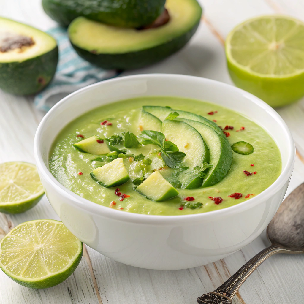 Chilled Avocado and Cucumber Gazpacho