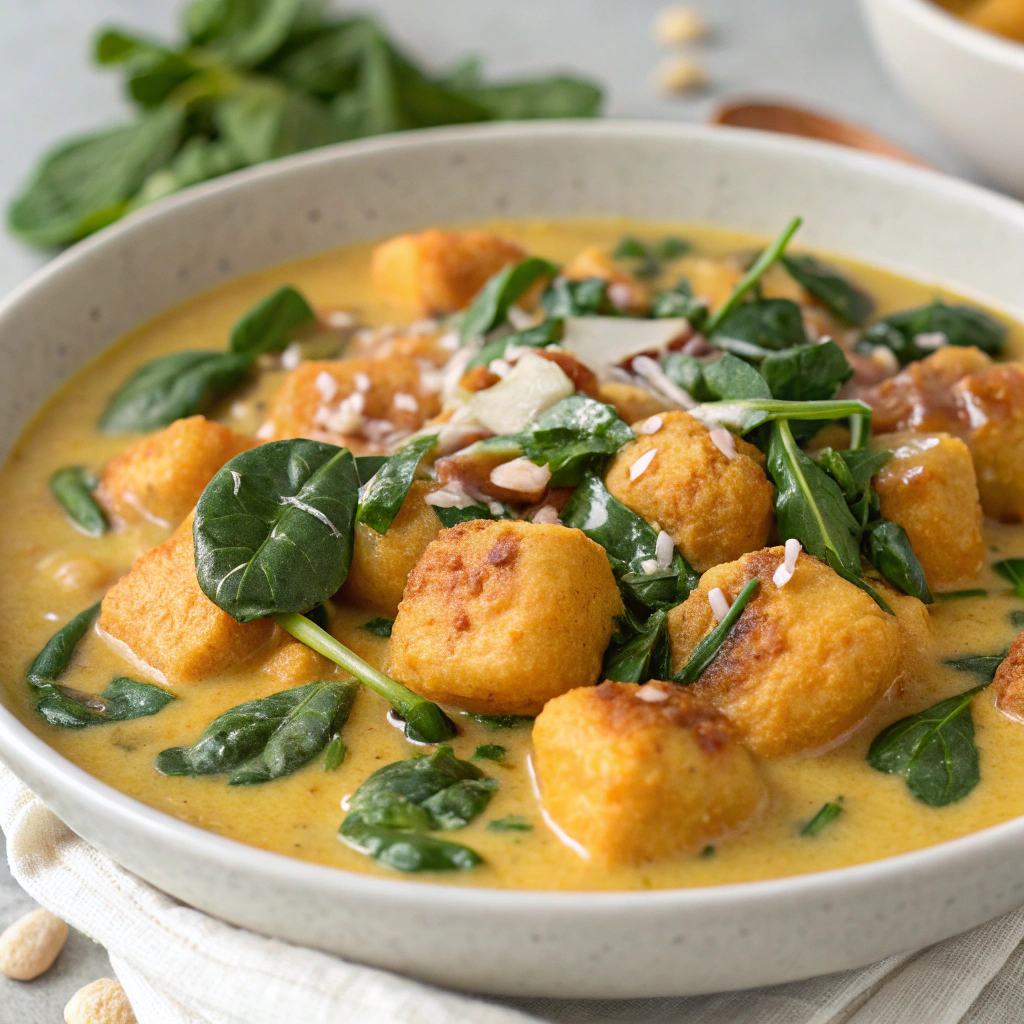Coconut Curry Sweet Potato Gnocchi with Spinach Coconut Curry Sweet Potato Gnocchi