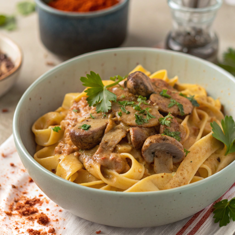 Comforting Vegan Mushroom Stroganoff