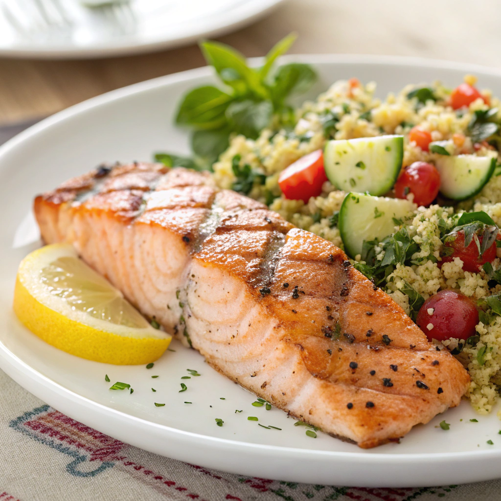 fresh-lemon-herb-grilled-salmon-with-quinoa-salad Lemon Herb Grilled Salmon