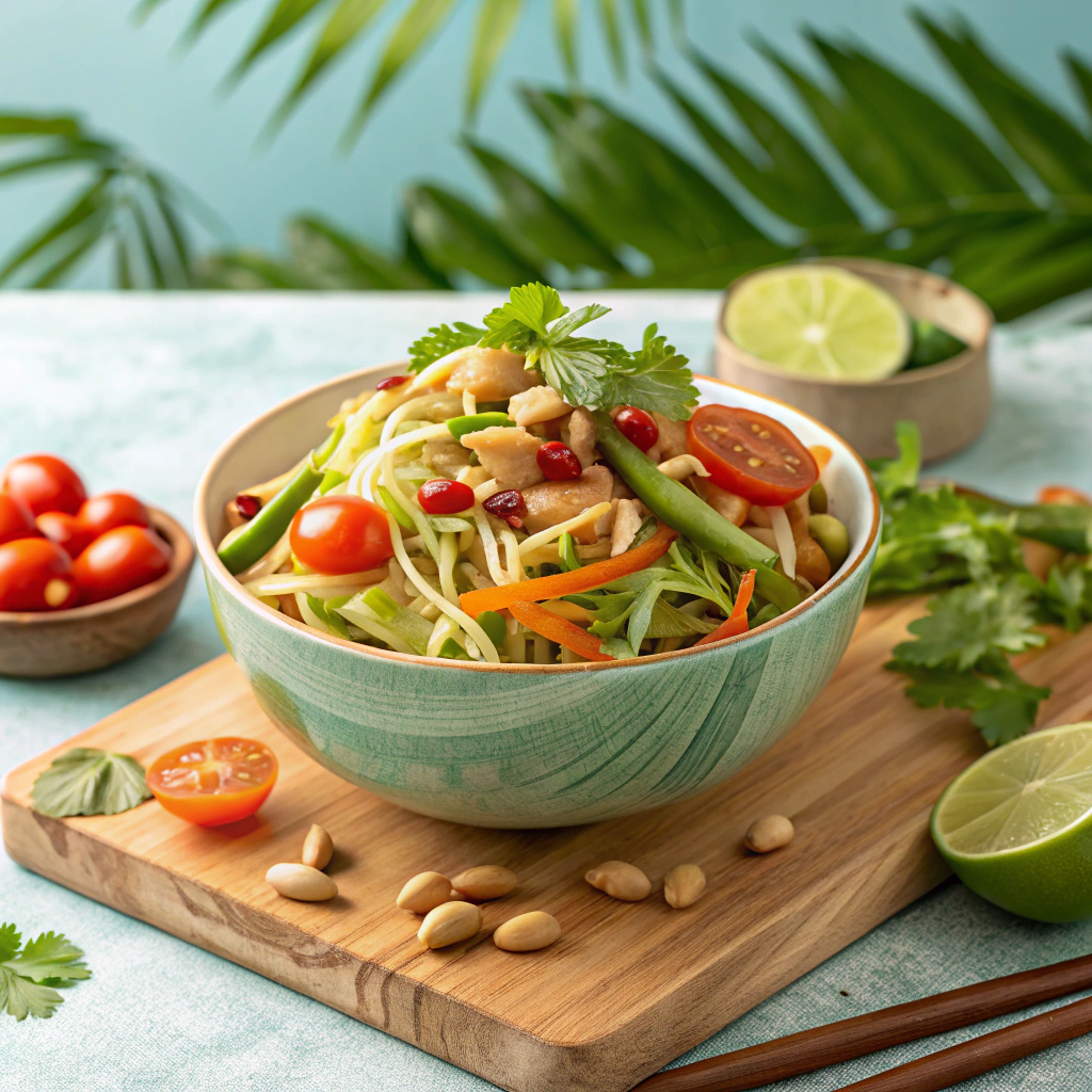 fresh---spicy-thai-papaya-salad--som-tam----vegan- (1) Thai Papaya Salad Vegan