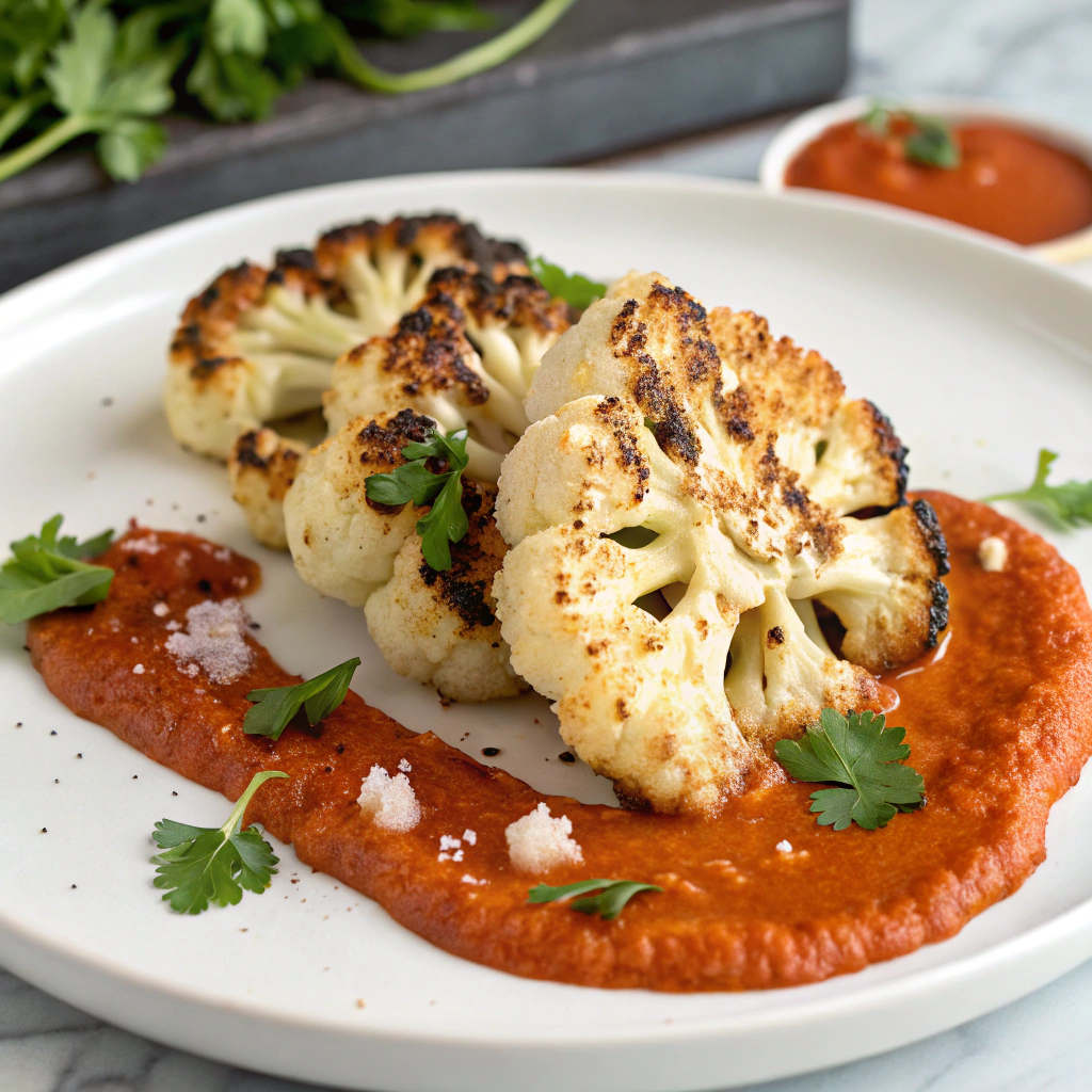 Grilled Cauliflower Steaks with Smoky Romesco Sauce Grilled Cauliflower Steaks