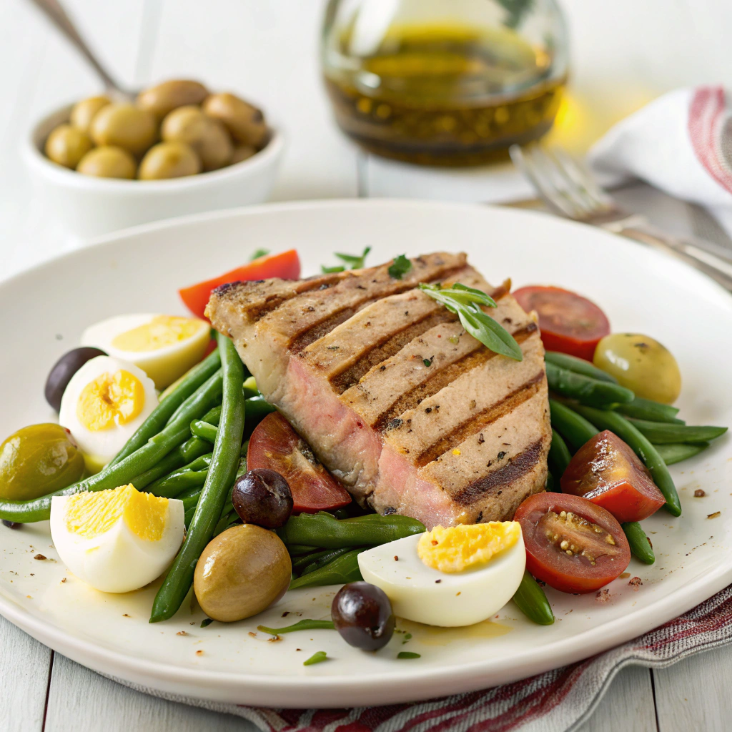 Grilled Tuna Nicoise Salad with Dijon Vinaigrette Grilled Tuna Nicoise Salad