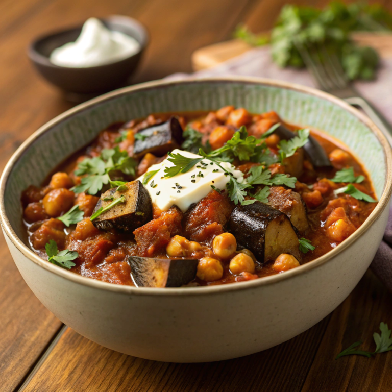 Chickpea and Roasted Eggplant Stew