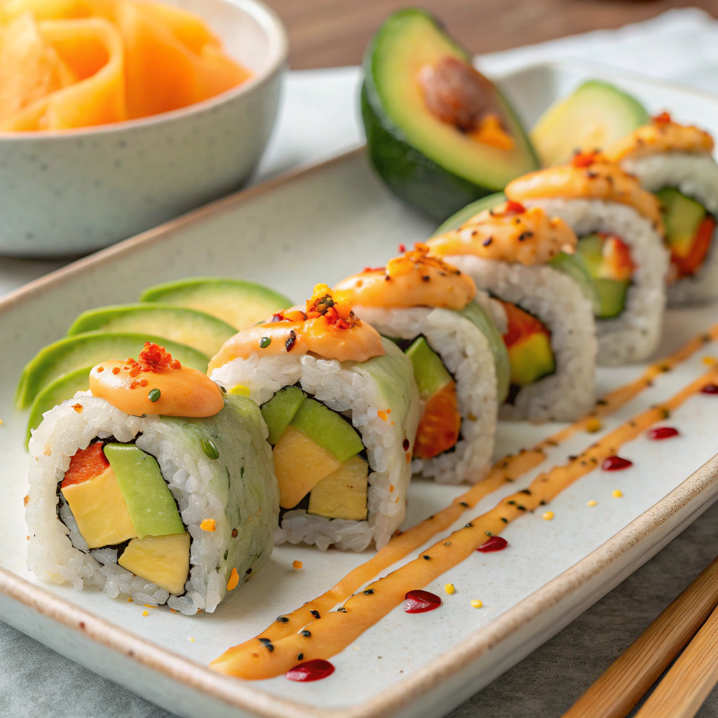 Mango Avocado Sushi Rolls