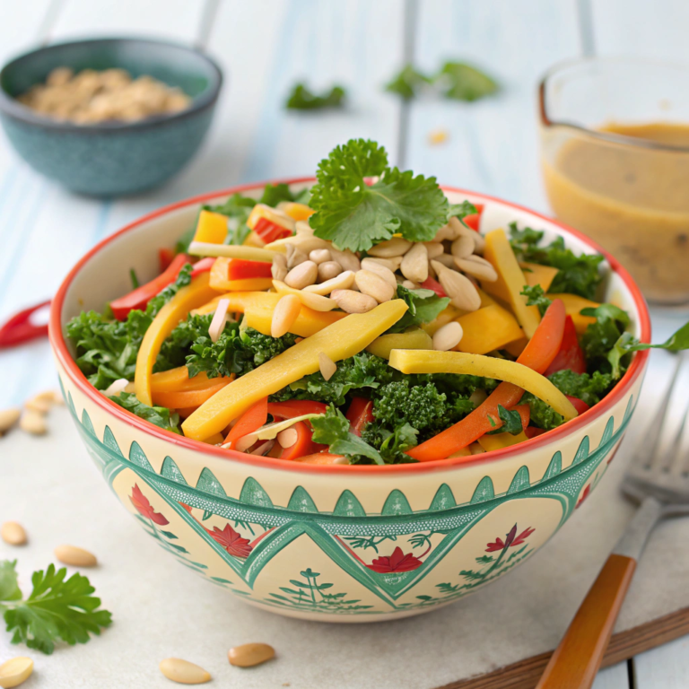Mango and Kale Slaw with Creamy Peanut Dressing