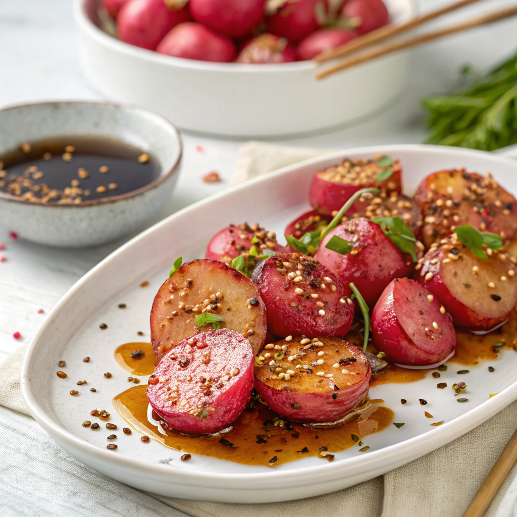 Flavorful Miso-Glazed Roasted Radishes with Sesame Seeds Miso Glazed Radishes