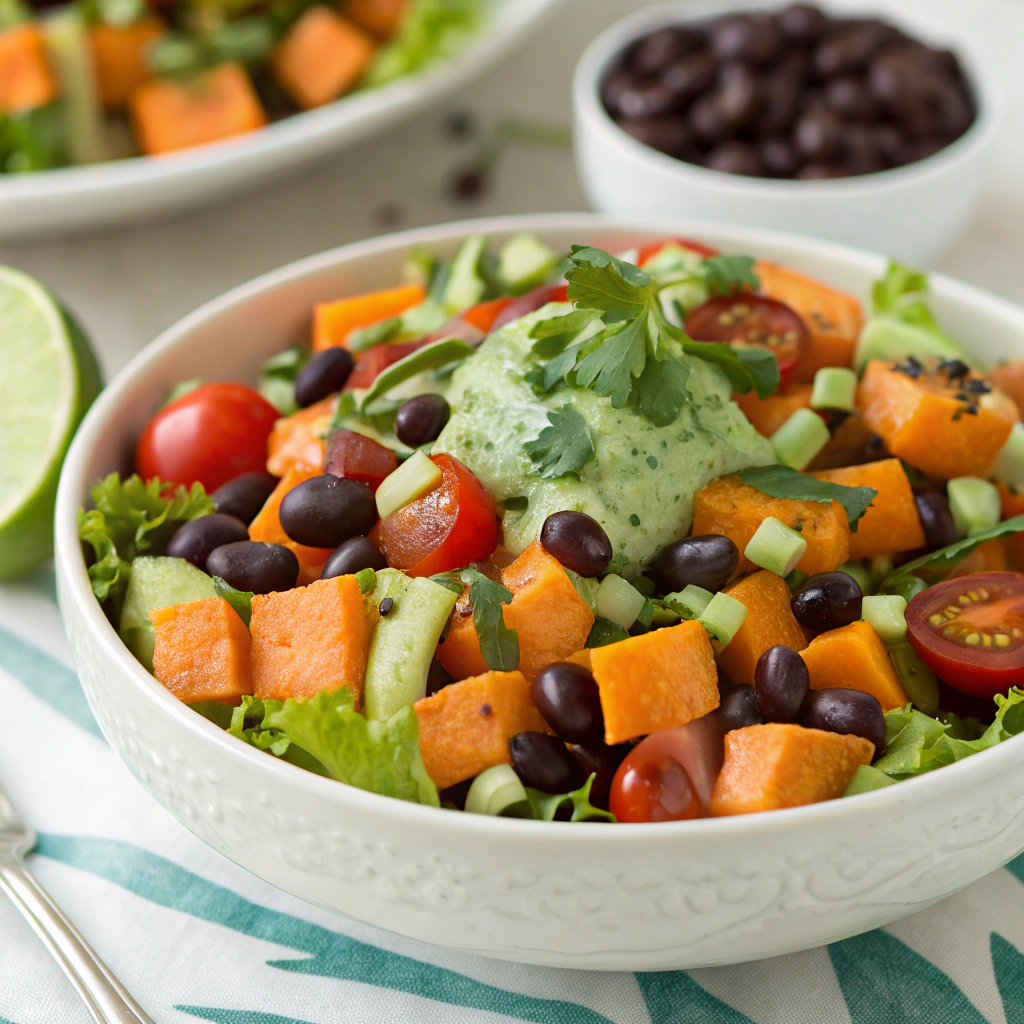 Refreshing Sweet Potato and Black Bean Salad with Cilantro Lime Dressing Sweet Potato and Black Bean