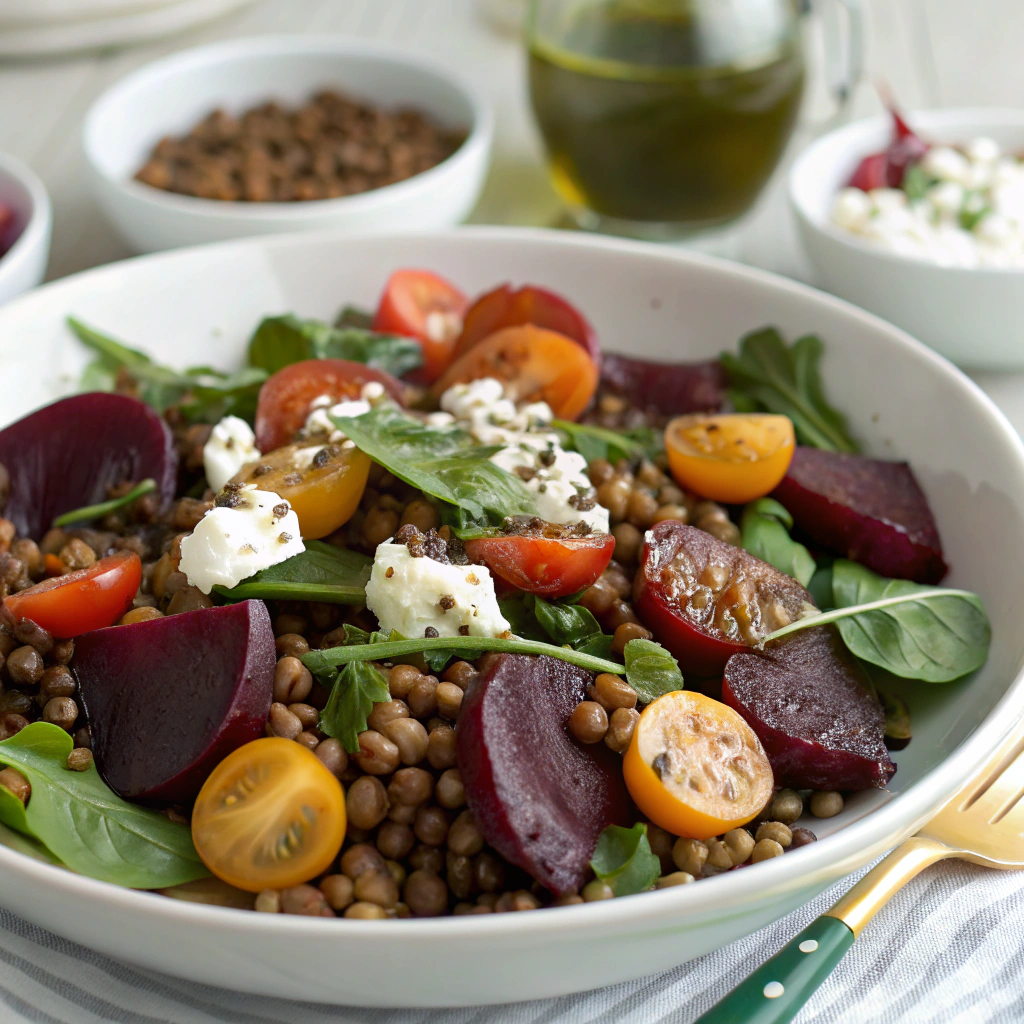 roasted-beet-and-lentil-salad-with-goat-cheese Beet and Lentil Salad