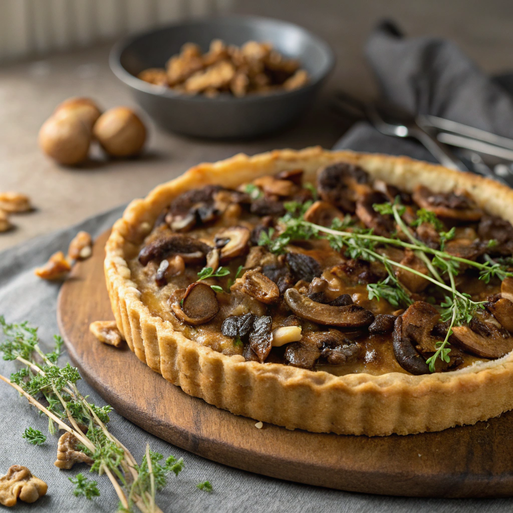 Savory Mushroom and Walnut Tart with Fresh Thyme Savory Mushroom and Walnut Tart