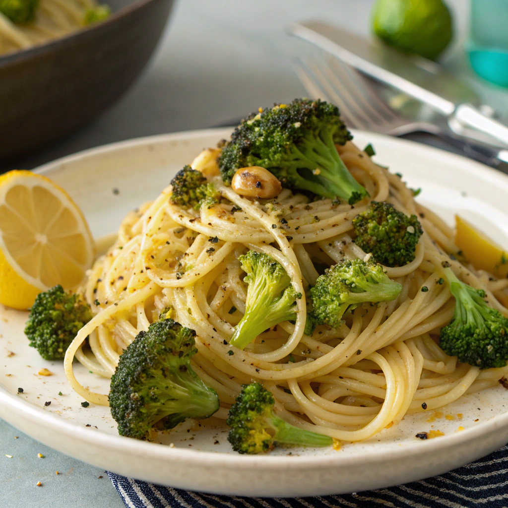 spaghetti-with-lemon-garlic-roasted-broccoli---veg Vegan Spaghetti Lemon Broccoli