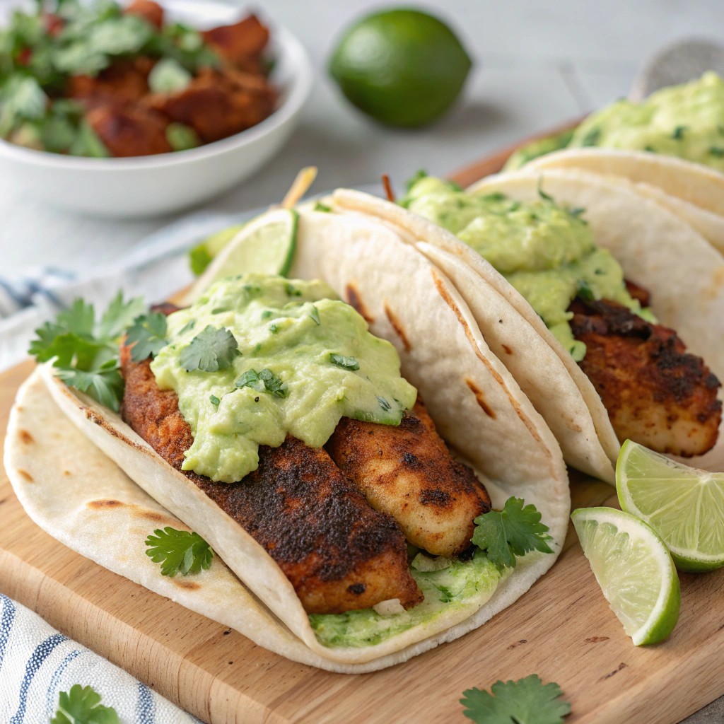 Blackened Fish Tacos with Avocado Salsa