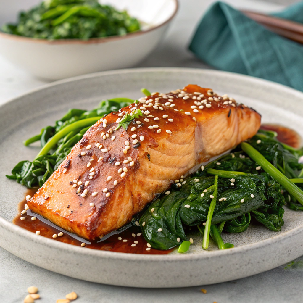 teriyaki-glazed-salmon-with-sesame-greens---quick- Teriyaki Glazed Salmon