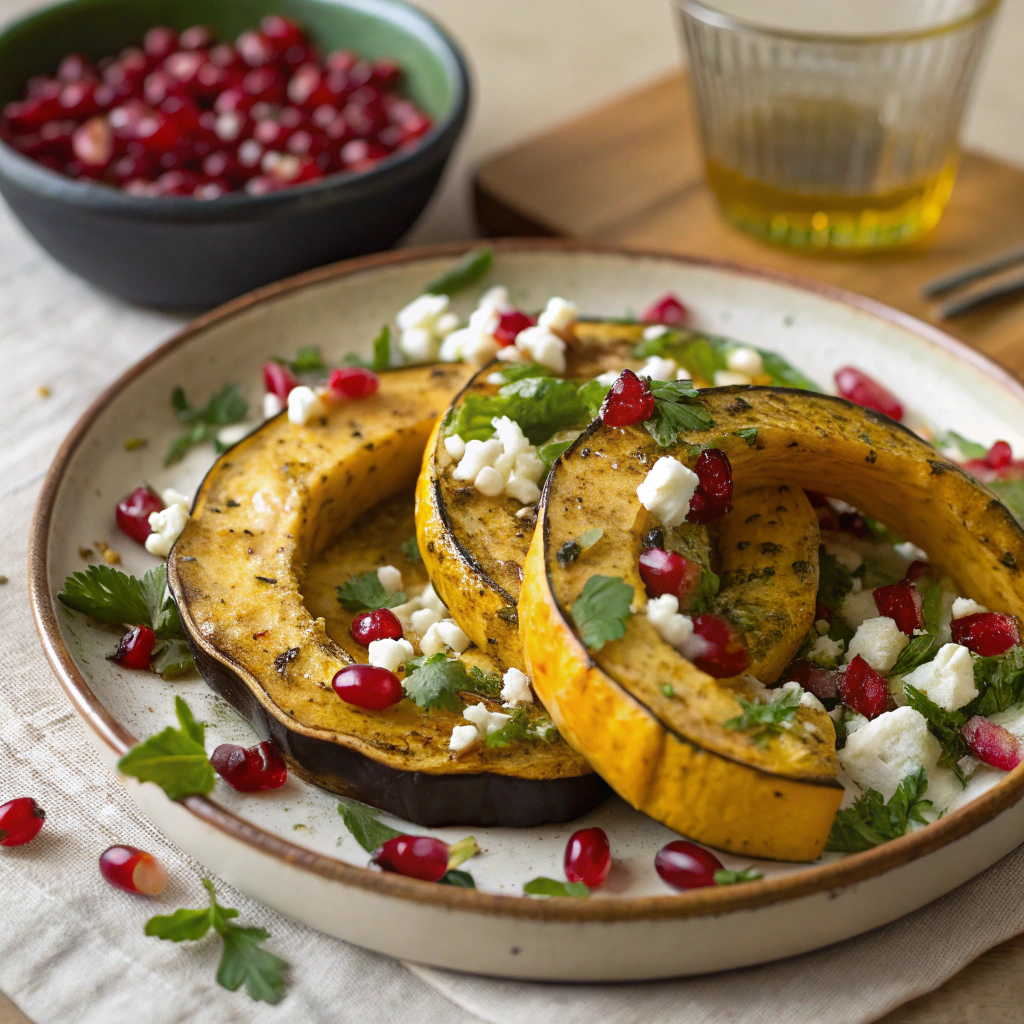 zaatar-roasted-delicata-squash-with-pomegranate-an (1) Zaatar Roasted Delicata Squash