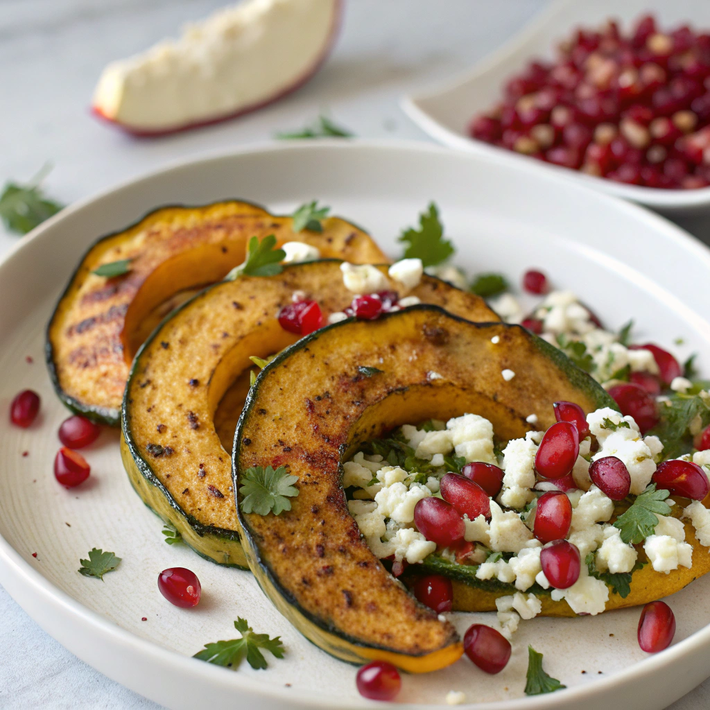 Zaatar Roasted Delicata Squash with Pomegranate and Feta Zaatar Roasted Delicata Squash