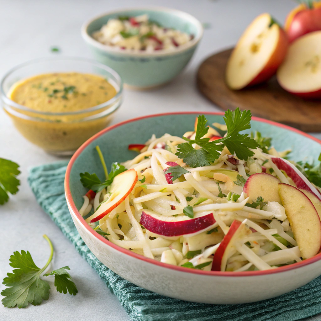 Zesty Creamy Celeriac and Apple Slaw with Mustard Dressing Celeriac and Apple Slaw