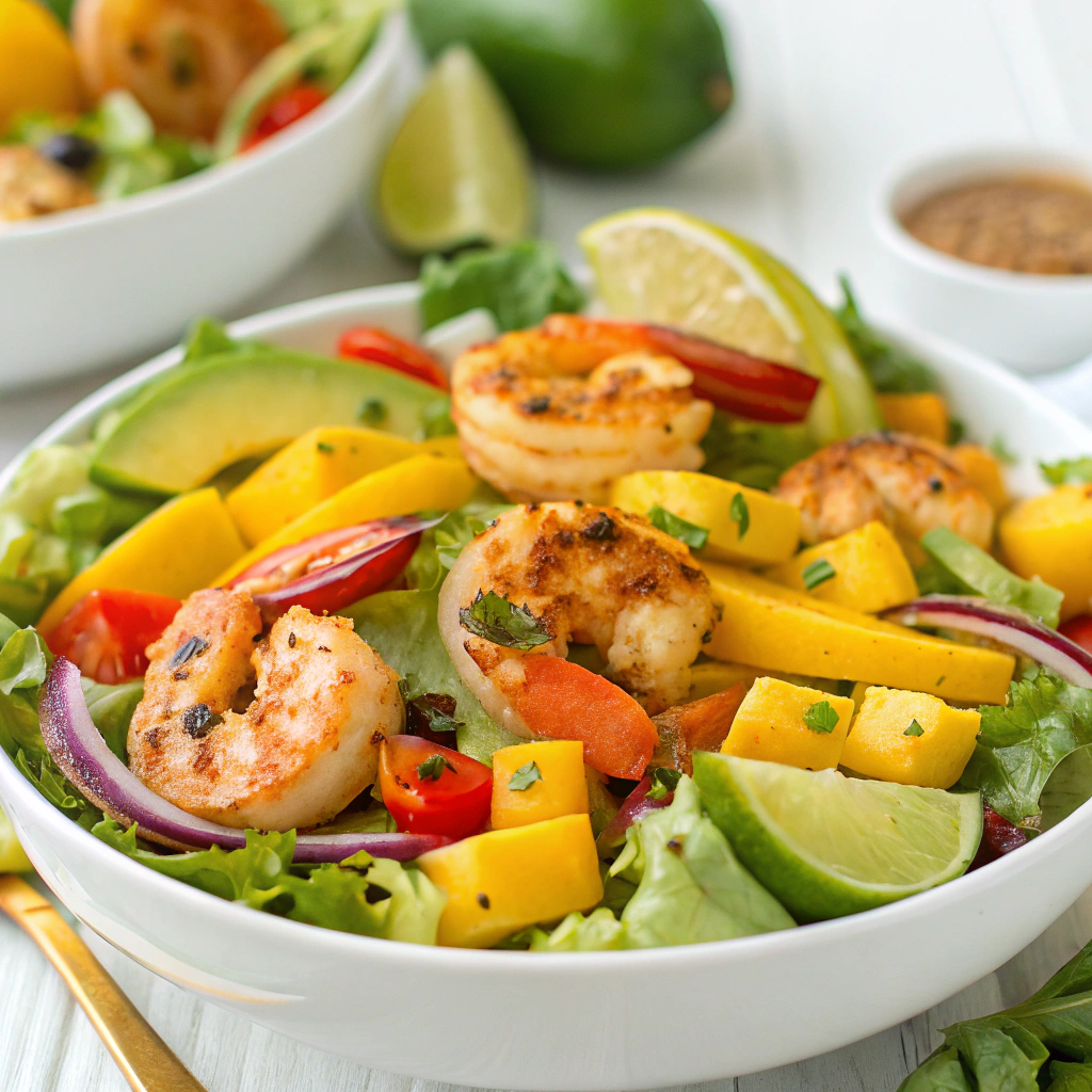 Zesty Grilled Shrimp and Mango Salad with Chili Lime Dressing Zesty Grilled Shrimp and Mango Salad