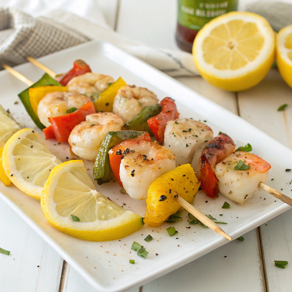 zesty-lemon-and-garlic-shrimp-skewers (1) Lemon Garlic Shrimp Skewers