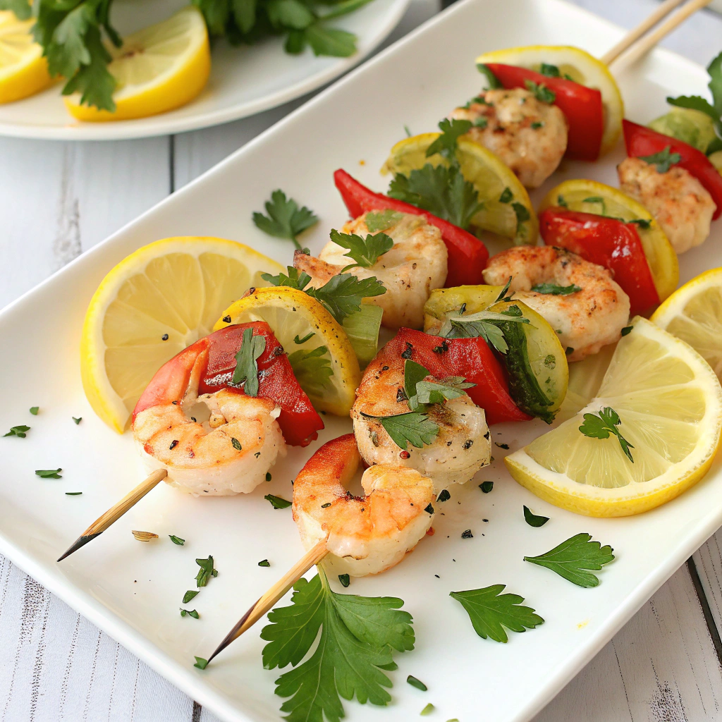 Lemon Garlic Shrimp Skewers
