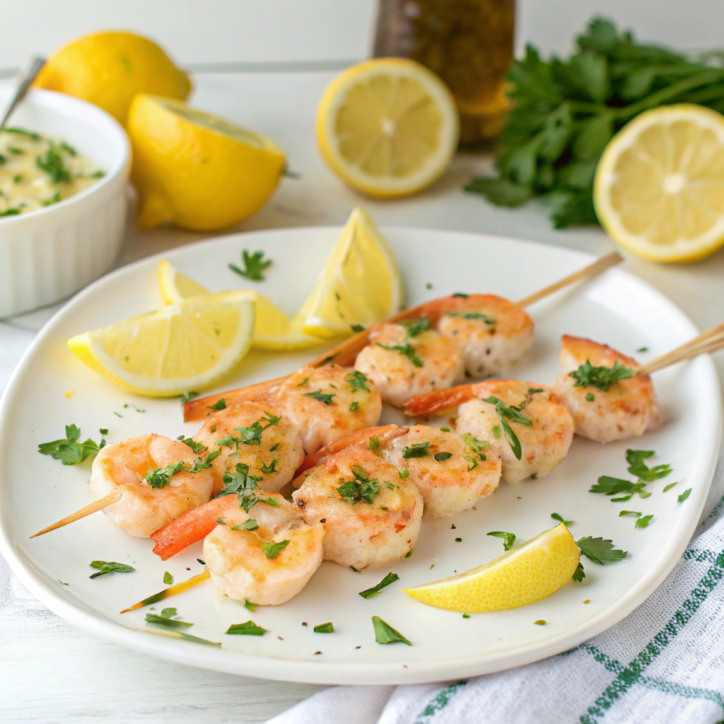 zesty-lemon-and-garlic-shrimp-skewers Lemon Garlic Shrimp Skewers