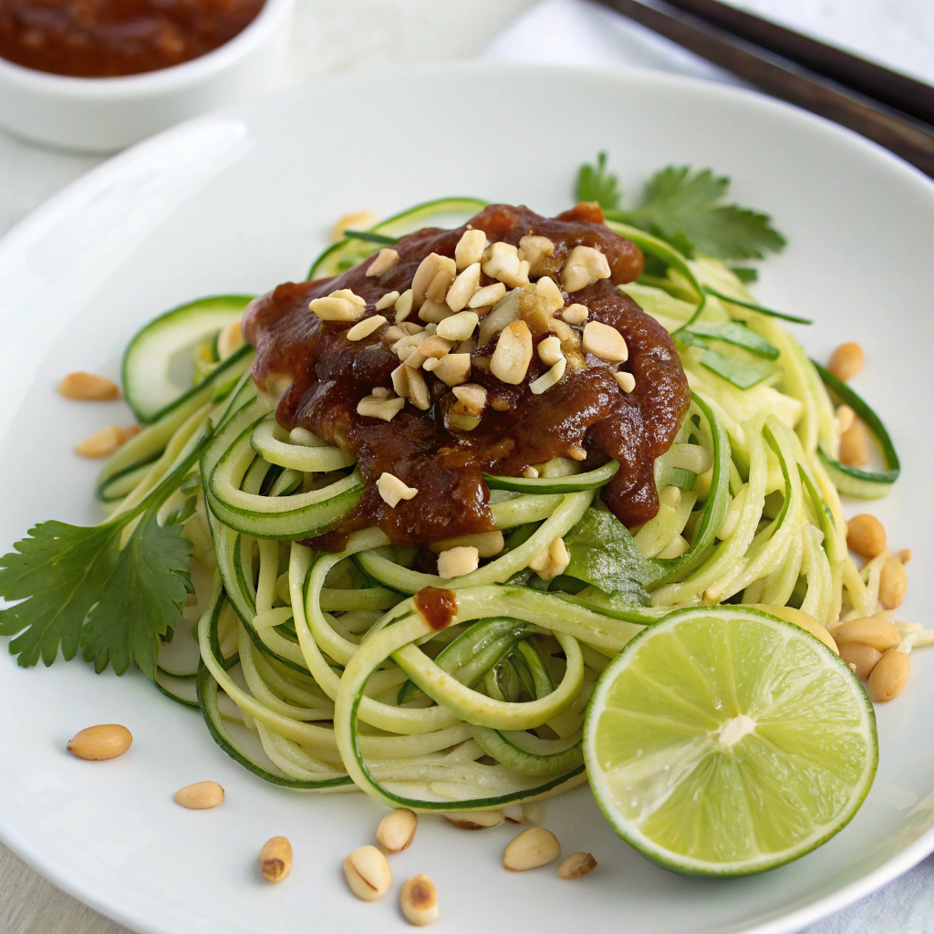 Zucchini Noodles with Spicy Peanut Sauce