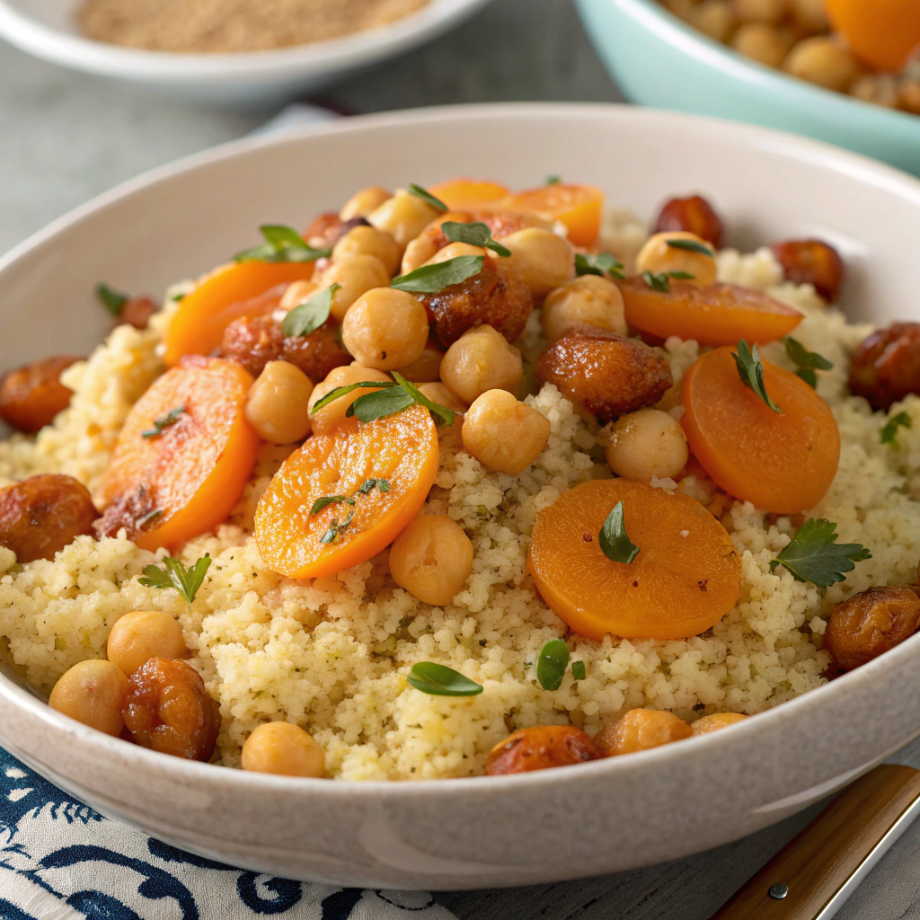 Almond and Apricot Couscous with Toasted Cinnamon Chickpeas Almond and Apricot Couscous
