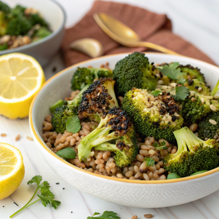 Charred Broccoli and Farro Salad with Lemon-Honey Vinaigrette