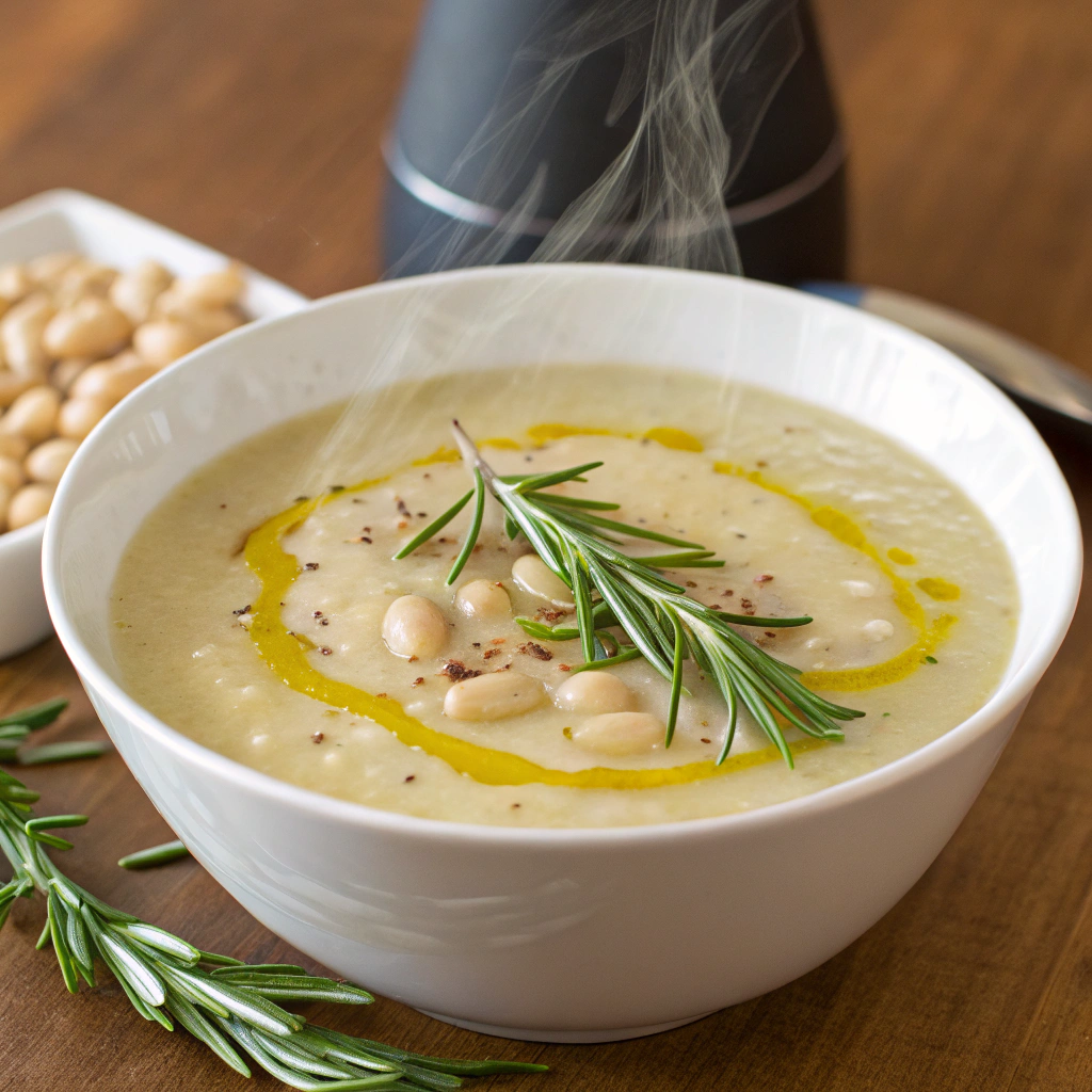 Creamy White Bean and Rosemary Soup with Olive Oil Drizzle Creamy White Bean and Rosemary Soup with Olive Oil Drizzle