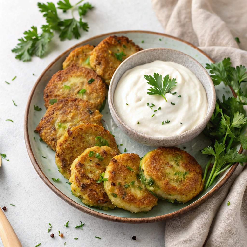 crispy-zucchini-fritters-with-creamy-yogurt-dip Crispy Zucchini Fritters