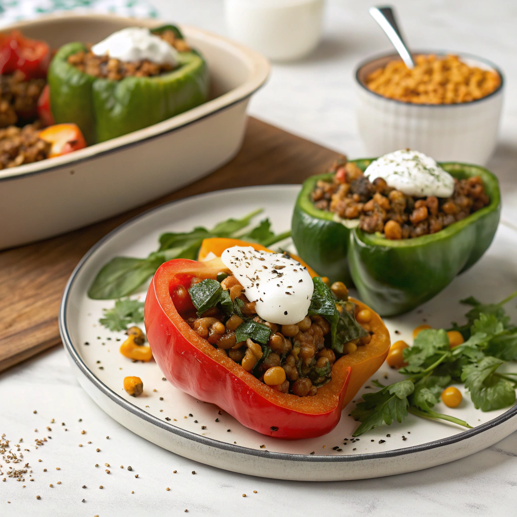 Curried Lentil Stuffed Peppers