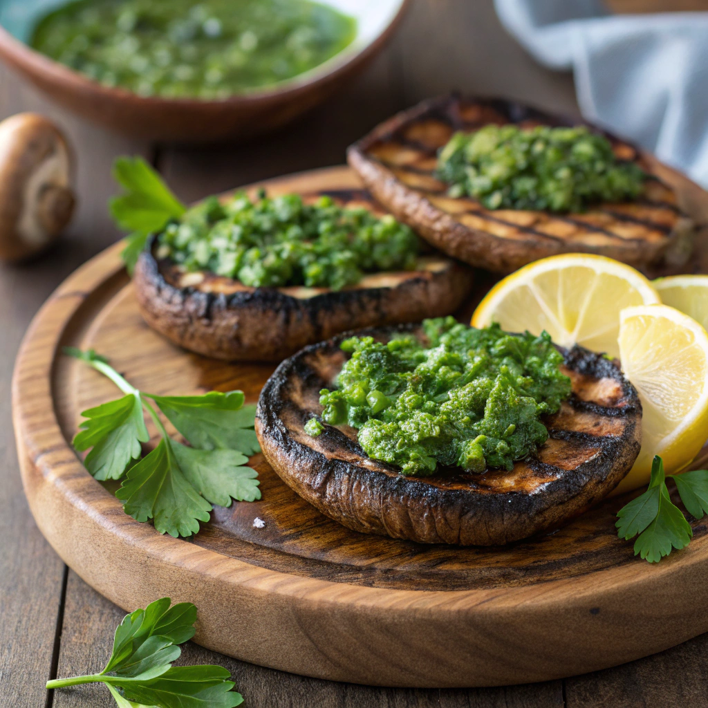 Grilled Portobello Mushroom Steaks with Zesty Chimichurri Sauce Grilled Portobello Mushroom Steaks