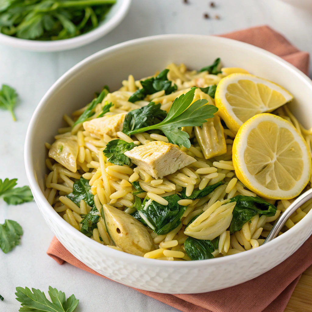 Creamy Lemon Orzo with Spinach and Artichokes Lemon Orzo with Spinach and Artichokes