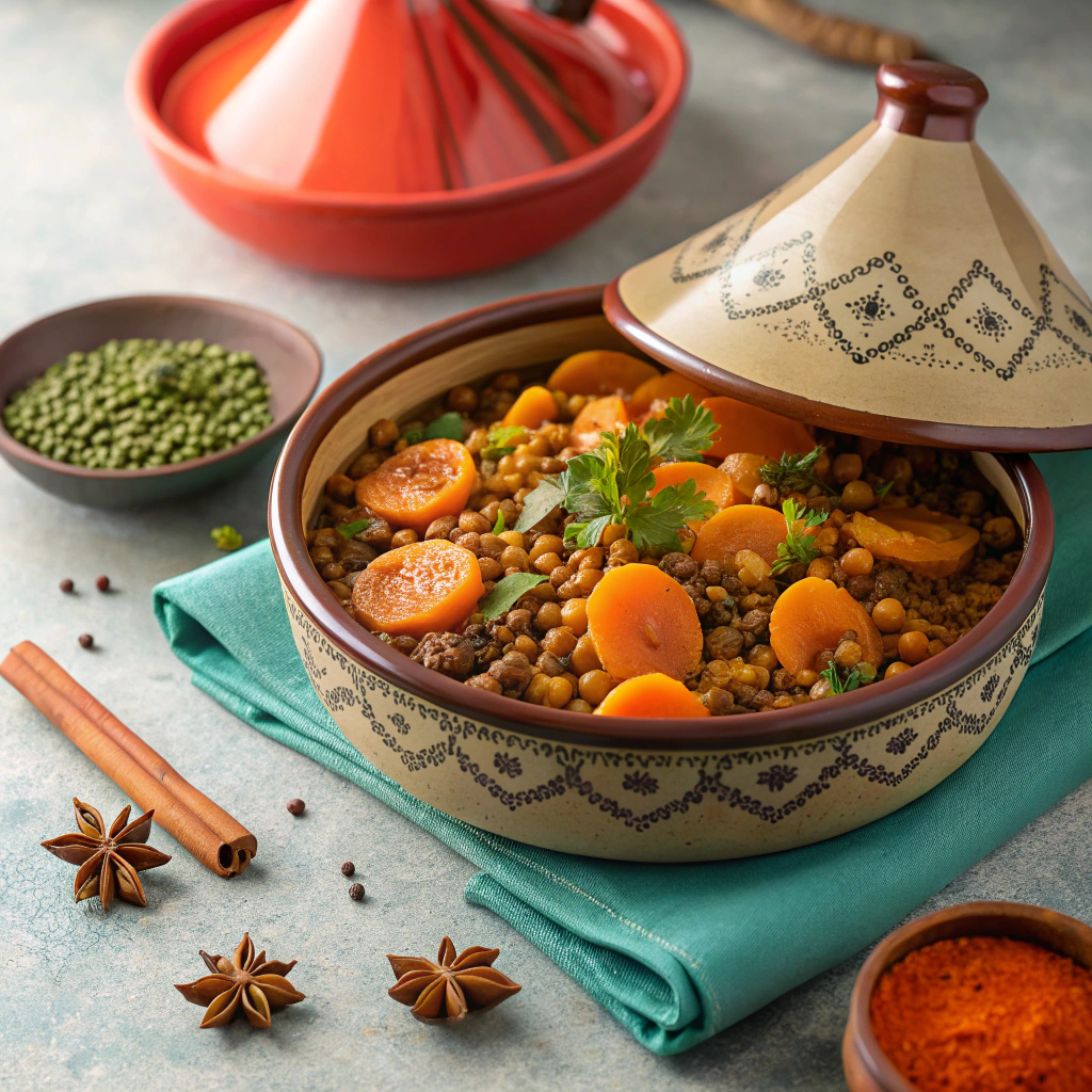 Moroccan-Spiced Lentil and Carrot Tagine with Apricots Moroccan-Spiced Lentil and Carrot