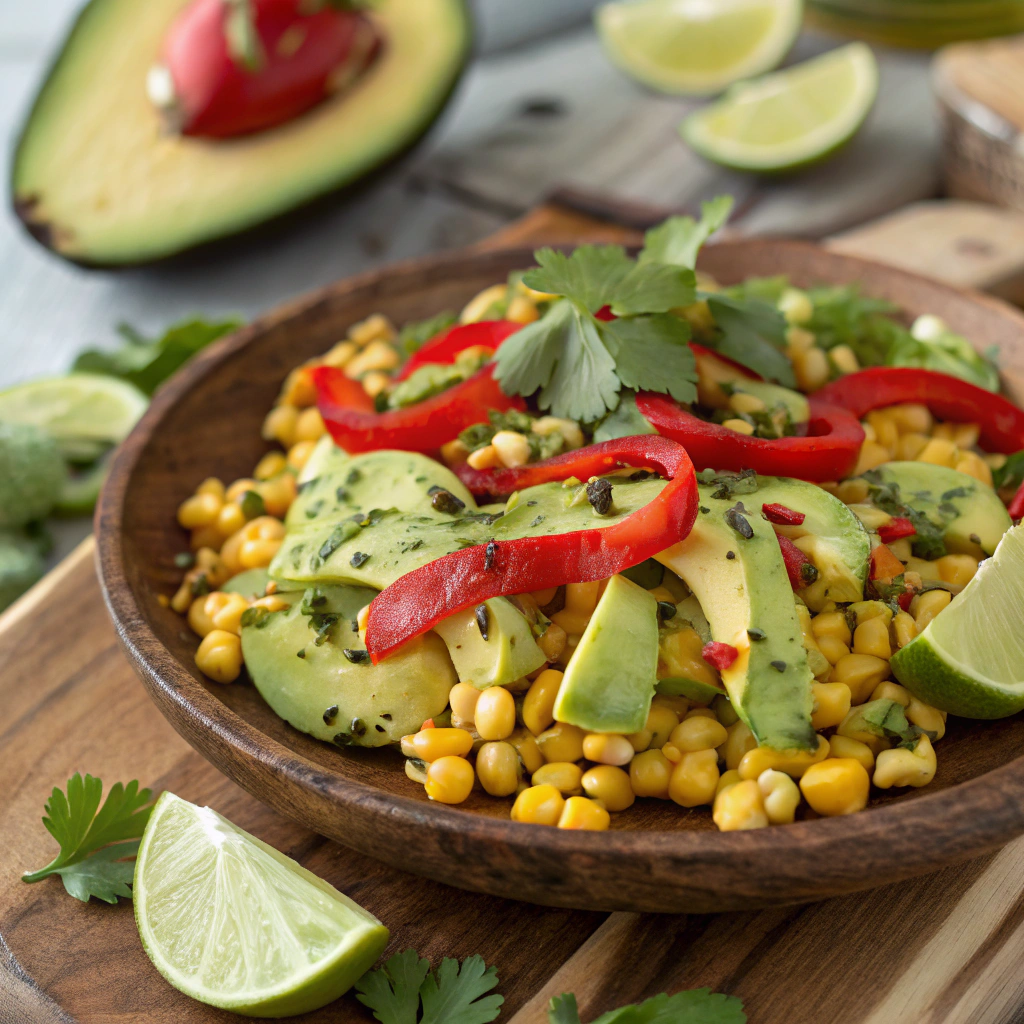 Smoky Charred Corn and Avocado Salad with Chili-Lime Dressing Corn and Avocado Salad