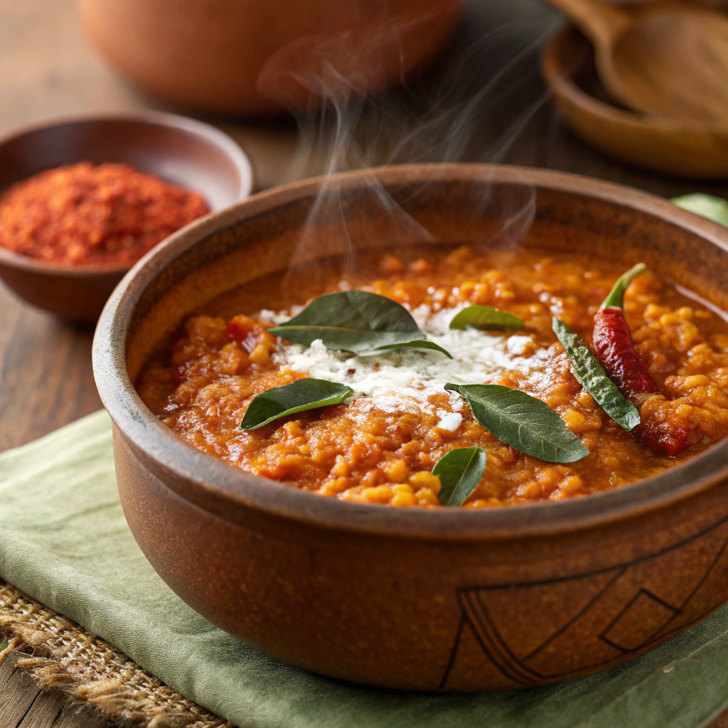 Spiced Red Lentil Daal with Coconut and Curry Leaves Spiced Red Lentil Daal