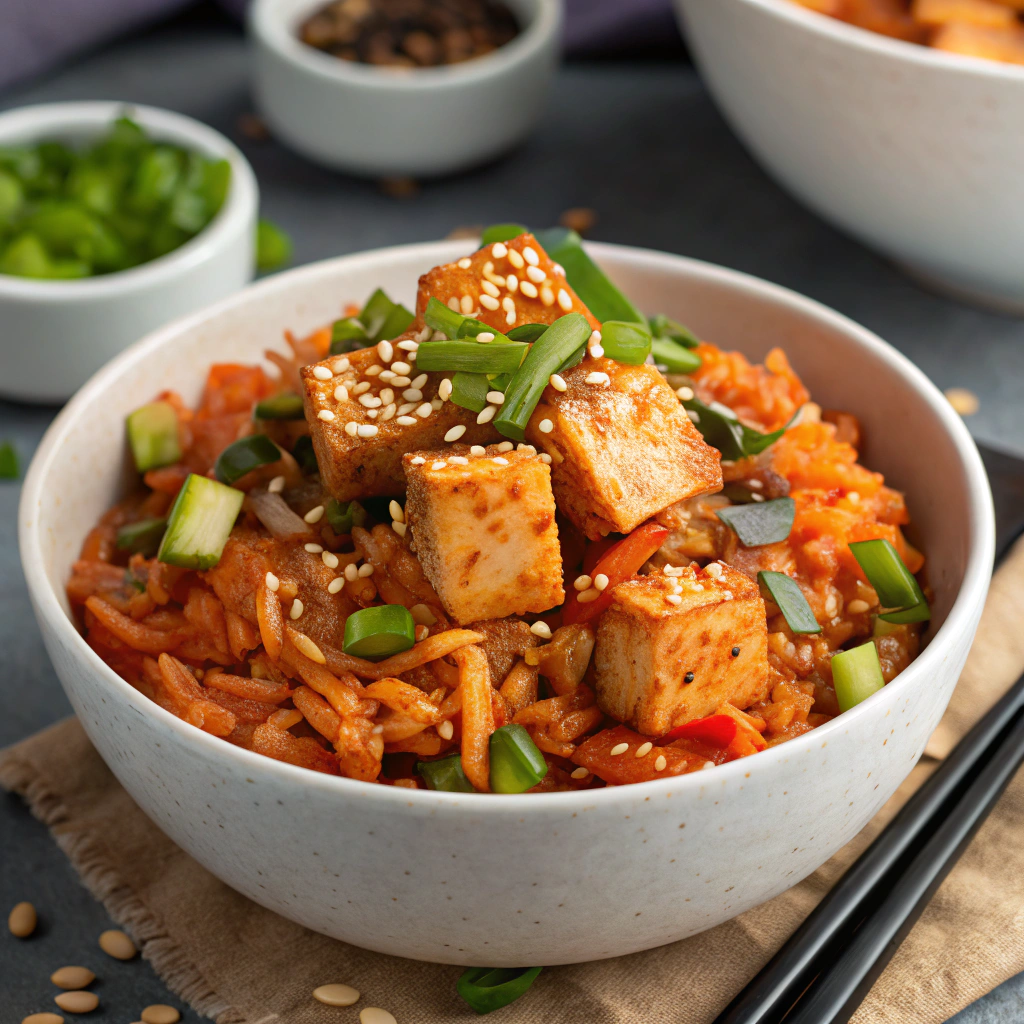 Spicy Kimchi Fried Rice with Crispy Tofu Kimchi Fried Rice with Tofu