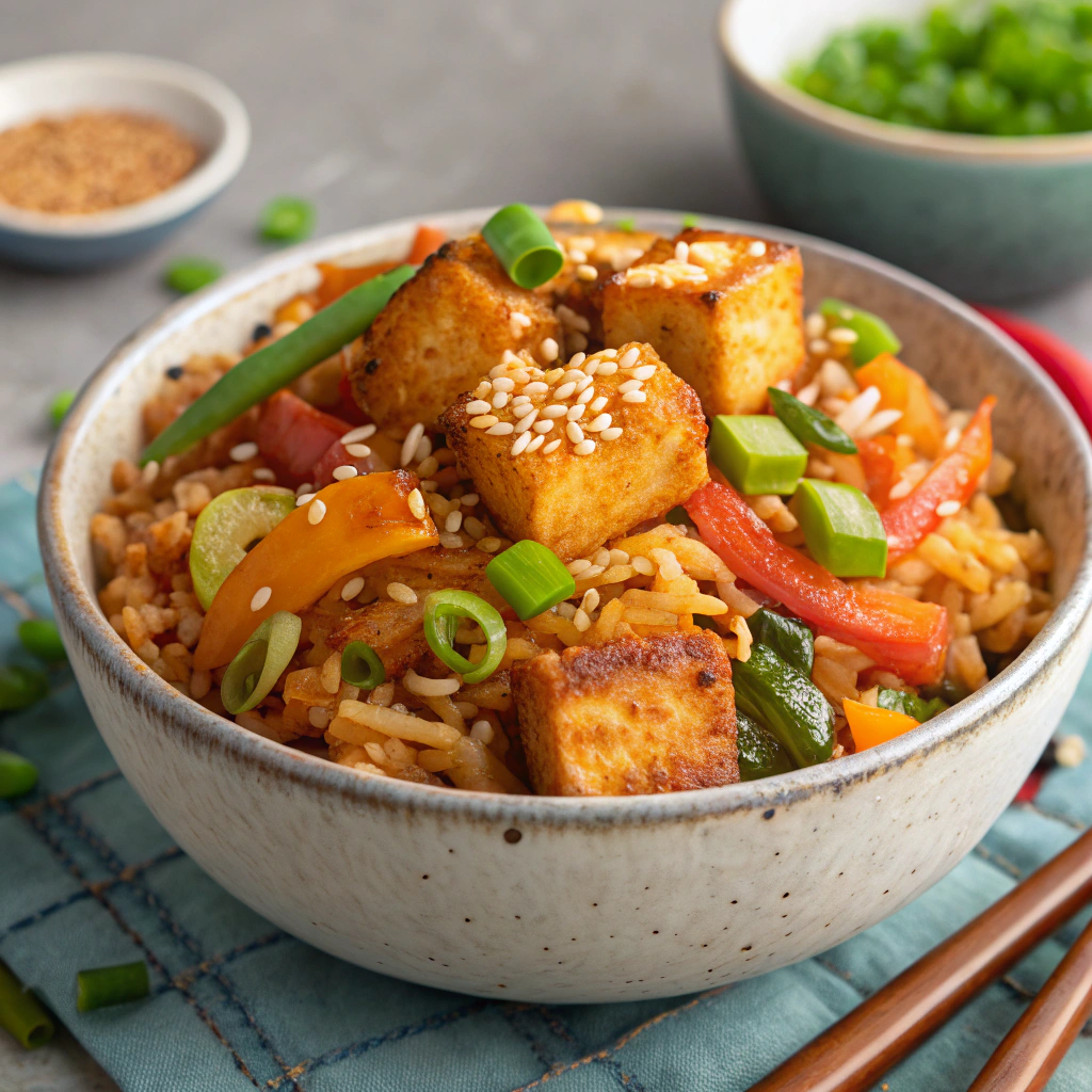 Kimchi Fried Rice with Tofu