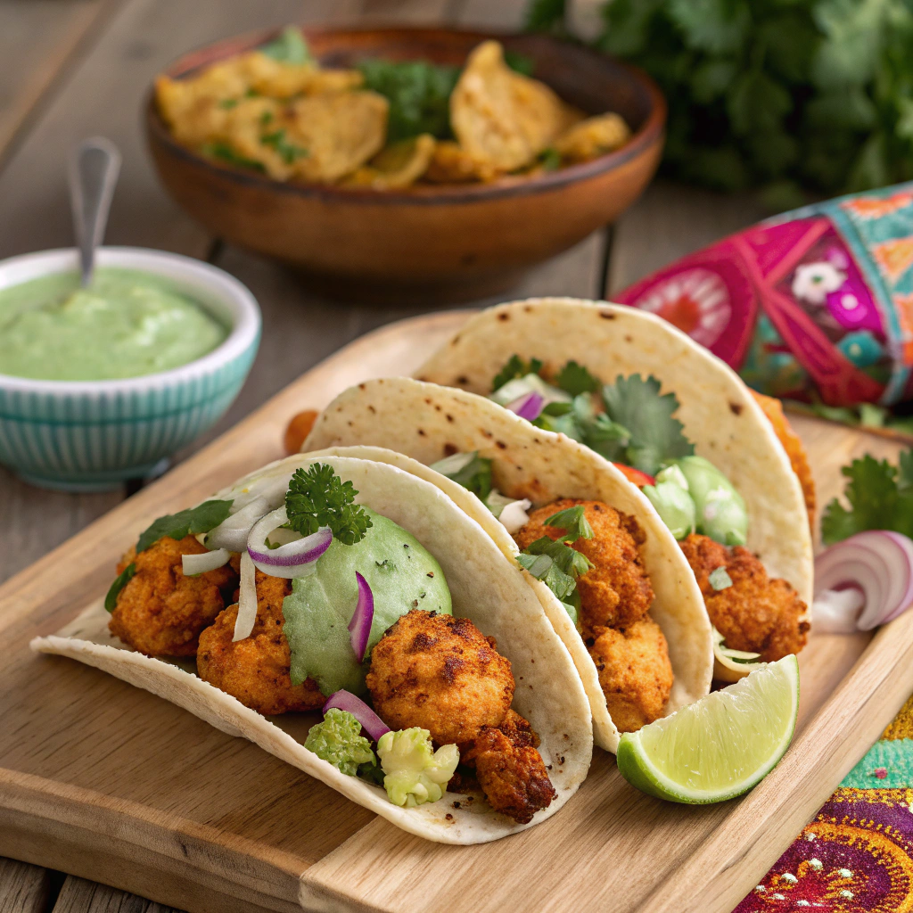 Zesty Spicy Roasted Cauliflower Tacos with Avocado Lime Crema Roasted Cauliflower Tacos