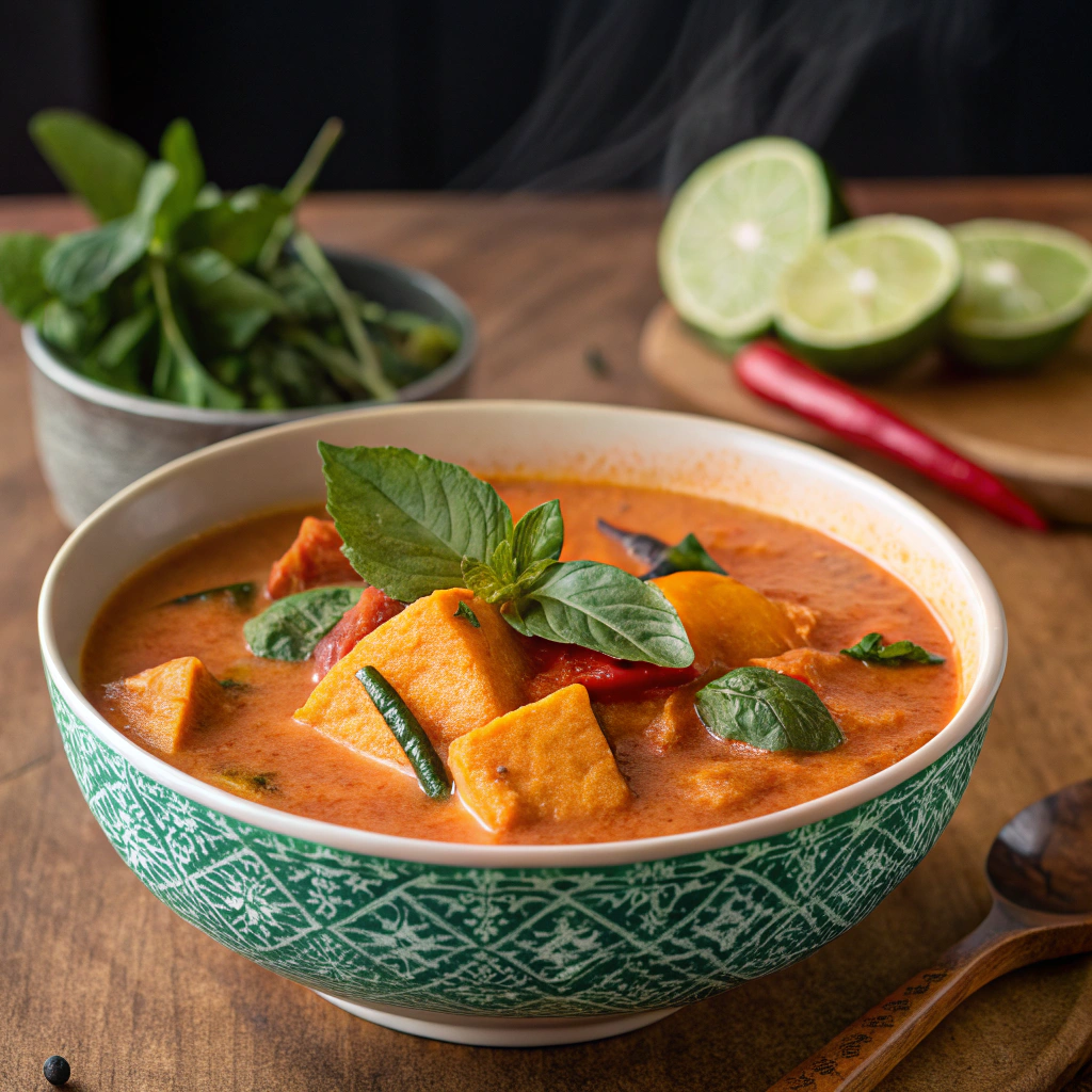 Spicy Thai Pumpkin Red Curry with Kaffir Lime and Thai Basil Thai Pumpkin Red Curry