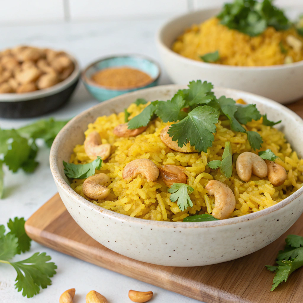 turmeric-coconut-rice-with-roasted-cashews-and-cil (1) Turmeric Coconut Rice with Roasted Cashews and Cilantro