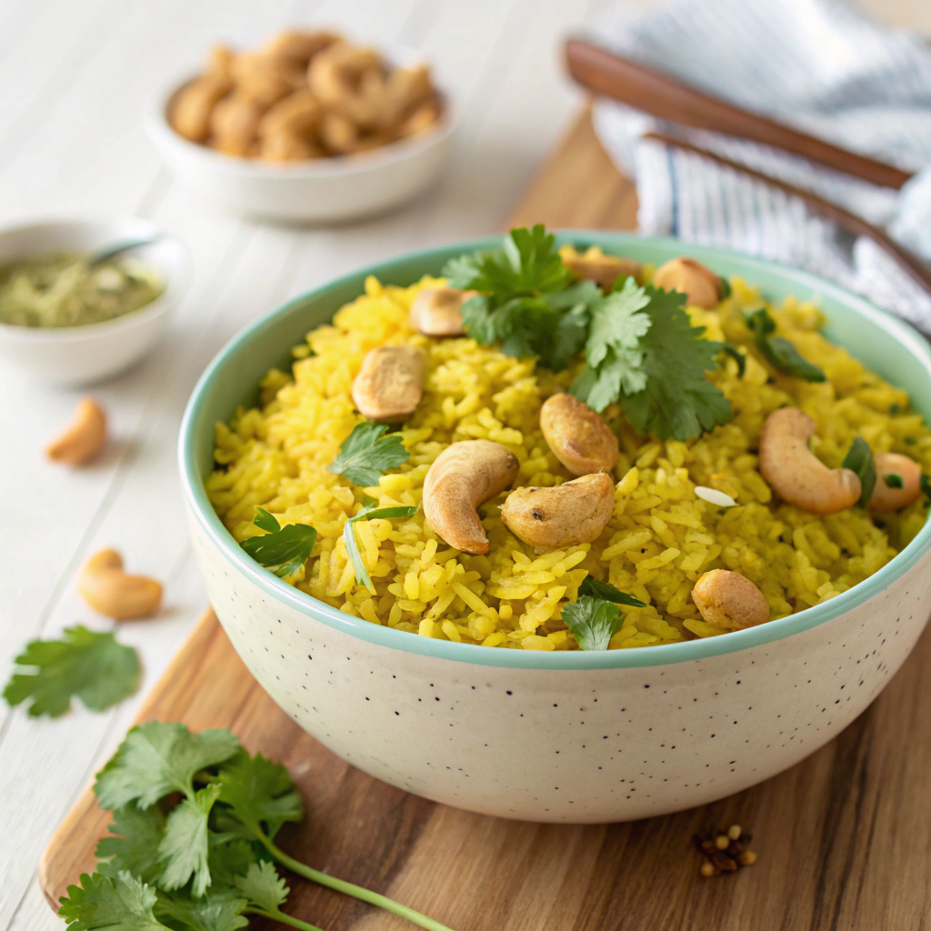 Turmeric Coconut Rice with Roasted Cashews and Cilantro Turmeric Coconut Rice with Roasted Cashews and Cilantro