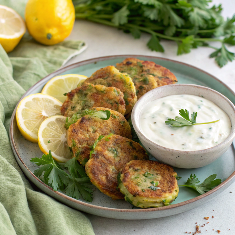 Zucchini Fritters with Creamy Yogurt Dip