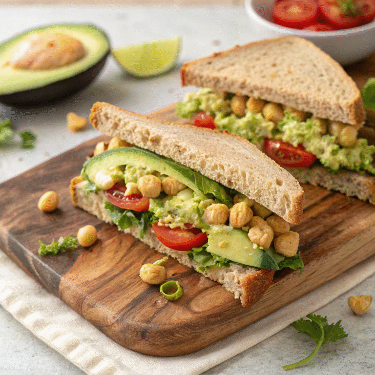 avocado chickpea salad sandwich