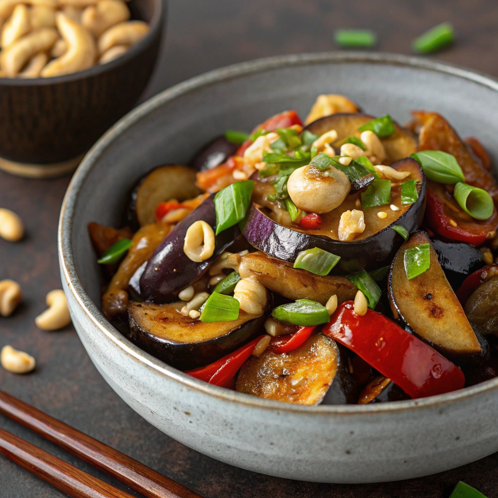 Eggplant Stir-Fry with Cashews