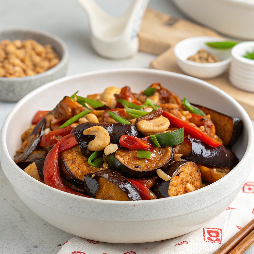 Spicy Szechuan Eggplant Stir-Fry with Cashews Eggplant Stir-Fry with Cashews