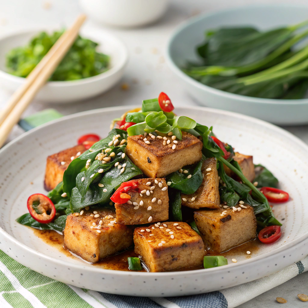 savory korean braised tofu