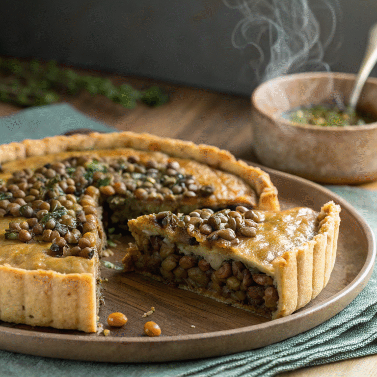 savory lentil and mushroom pie